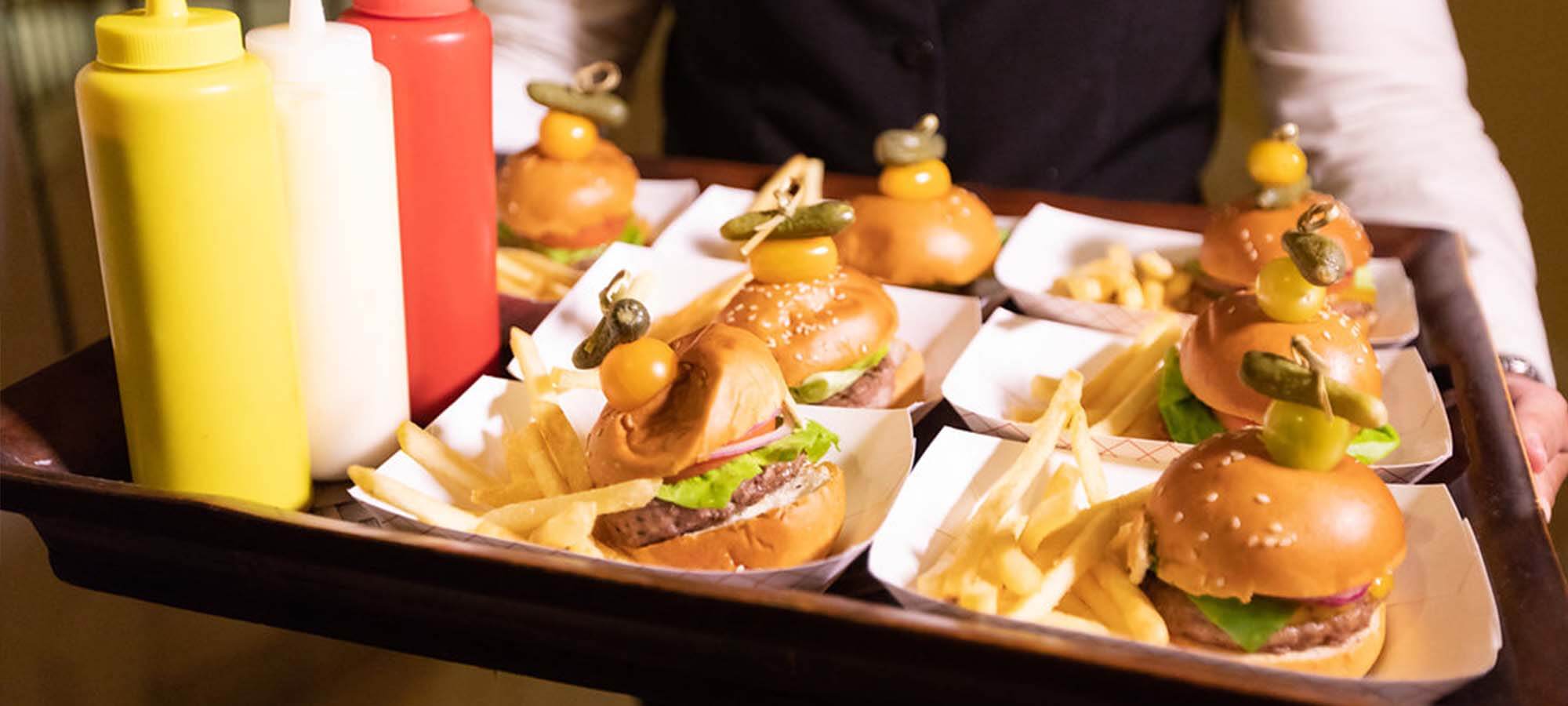 Late night snack burger tray